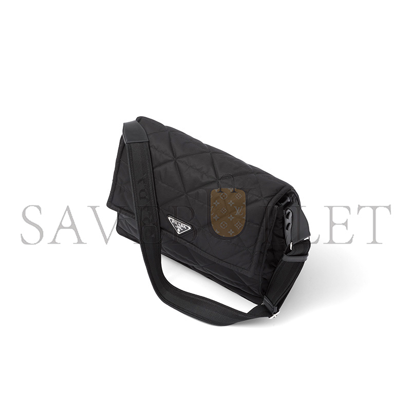 Pra*a topstitched re-nylon shoulder bag 2vd057 (36*28*14cm)